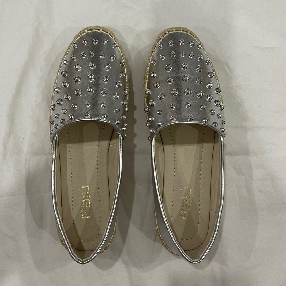 Espadrilles Shoes Silver Beaded